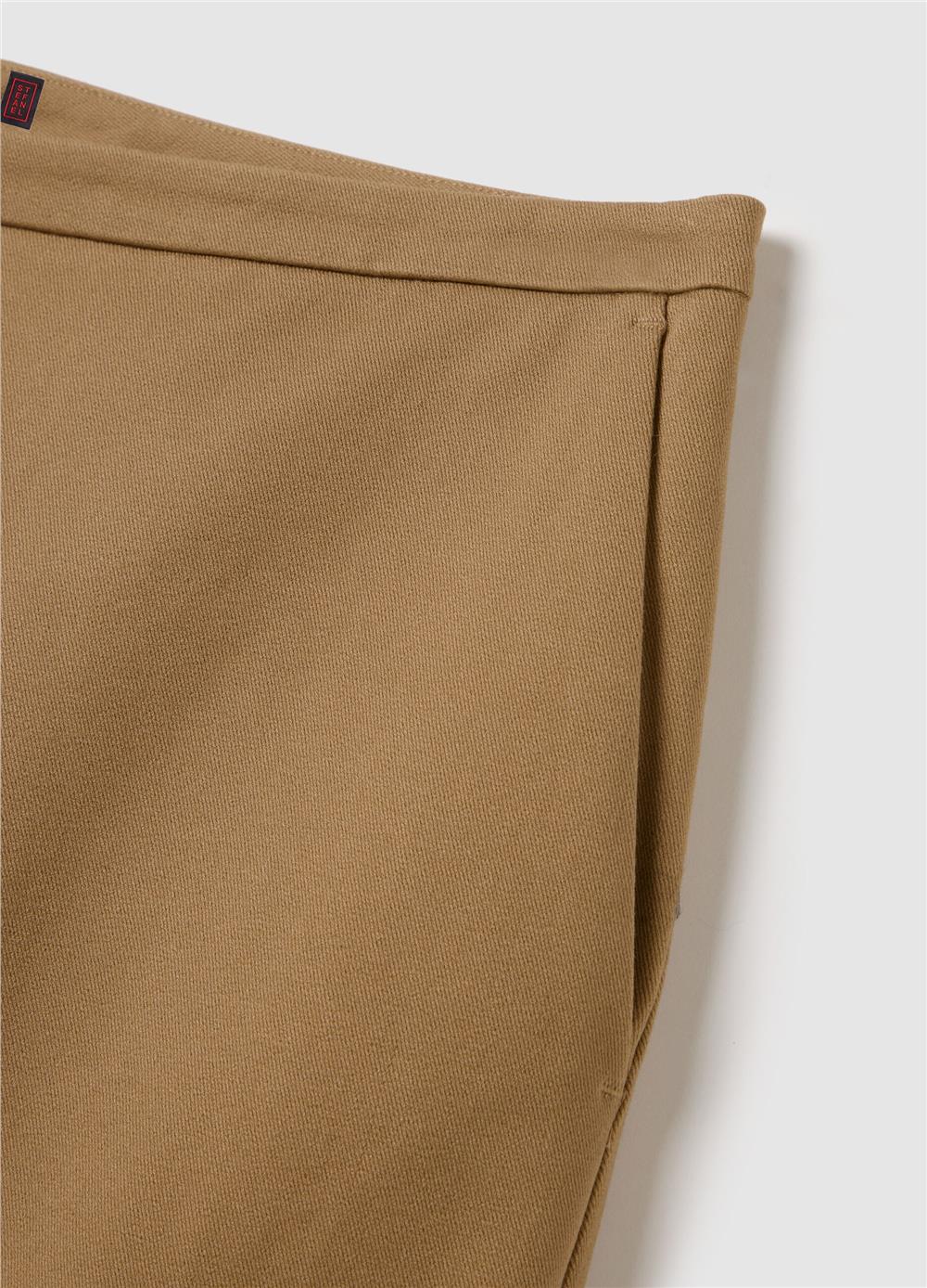 Bej Esnek pamuklu normal kalıp pantolon