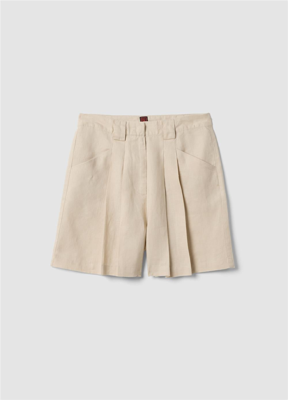 Bej Keten Regular Fit Şort