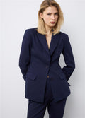 Dar Kesim Esnek Pamuklu Mavi Blazer Ceket