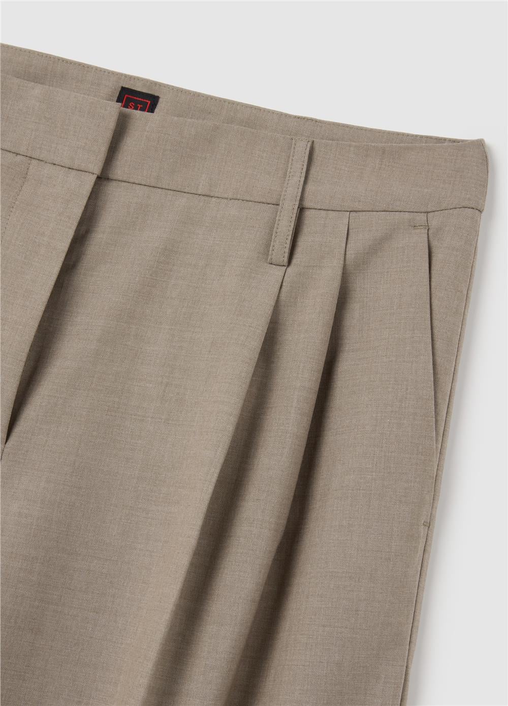 Bej Karışımlı Esnek  Bol Paça Pantolon