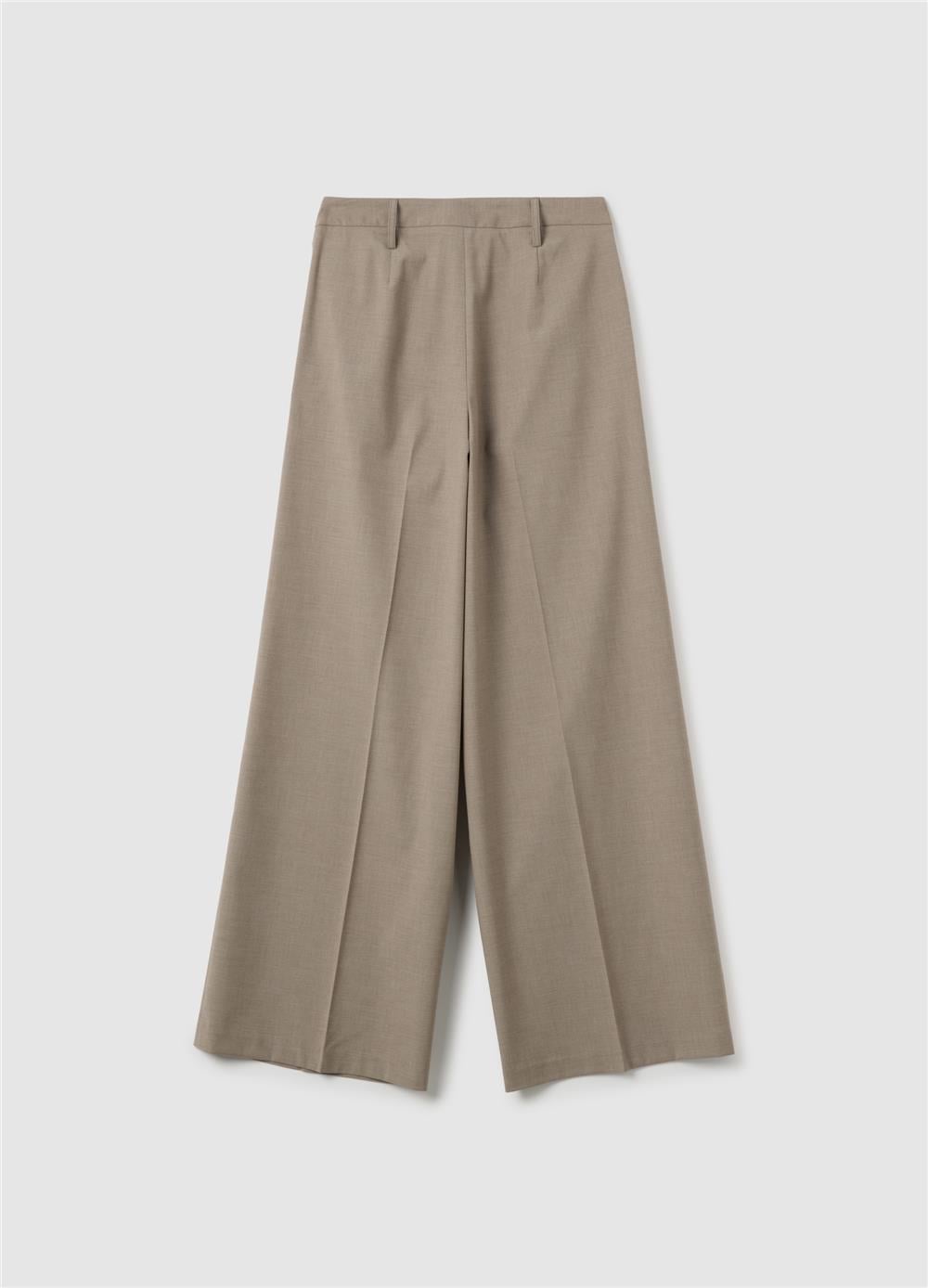 Bej Karışımlı Esnek  Bol Paça Pantolon