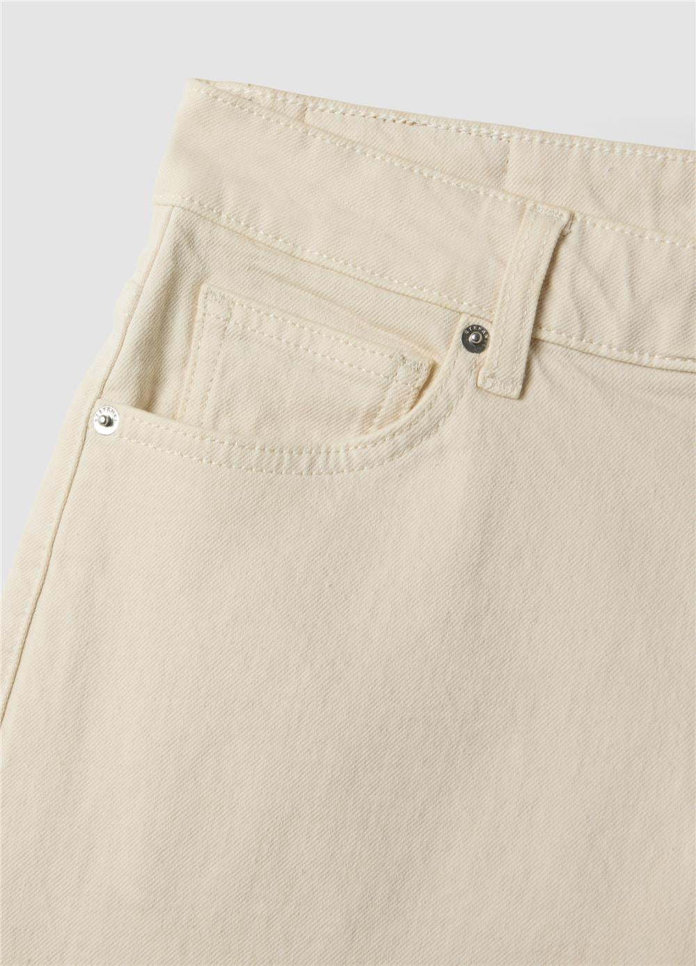 Bej Streç Pamuklu Bol Paça Kot Pantolon