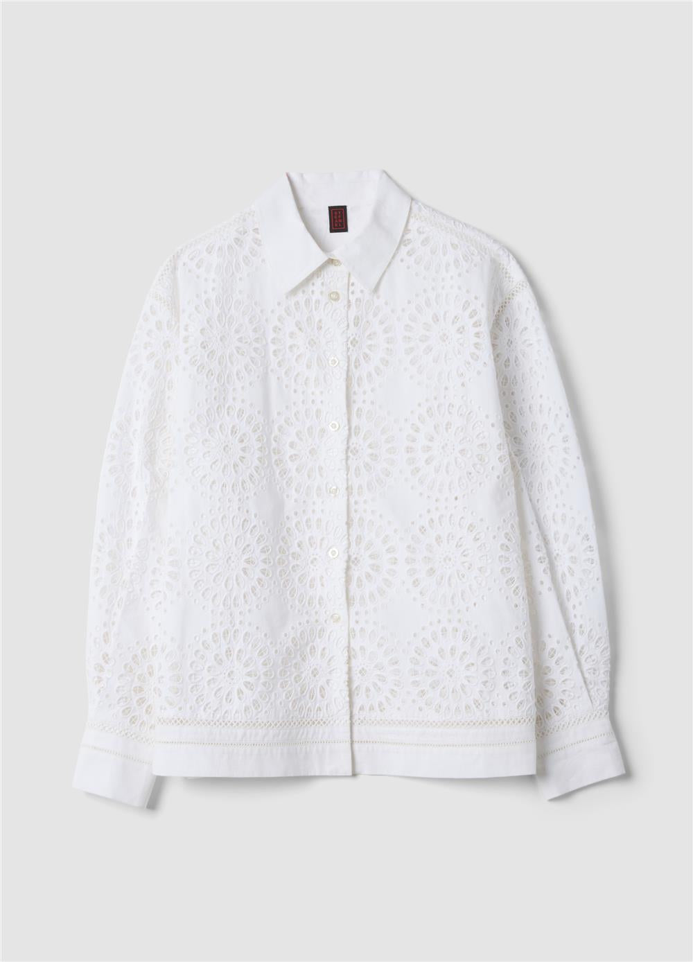 Beyaz Pamuk Broderie Anglaise Oversize Gömlek