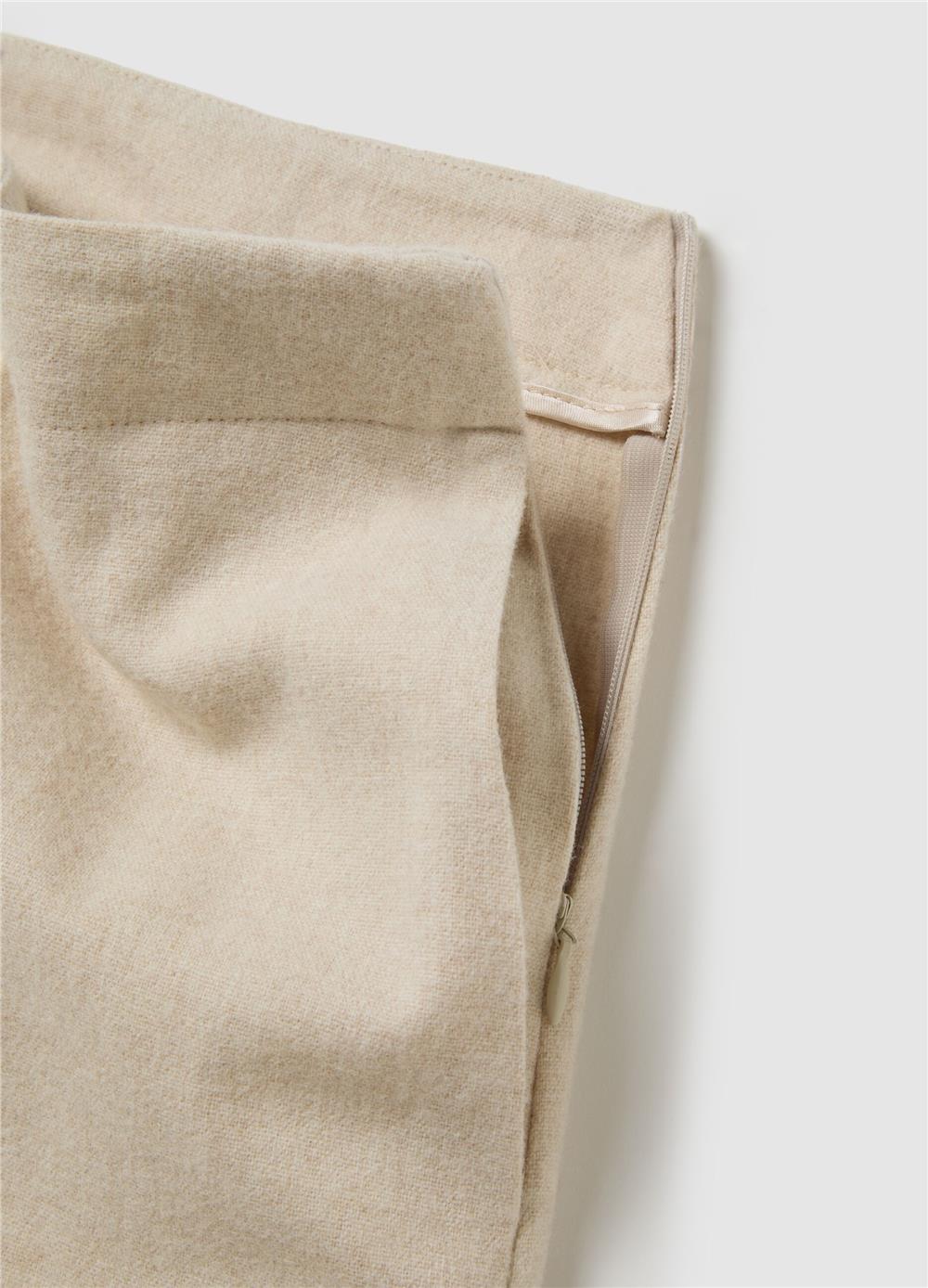 Bej Bol Paça Yün Karışımı Pantolon
