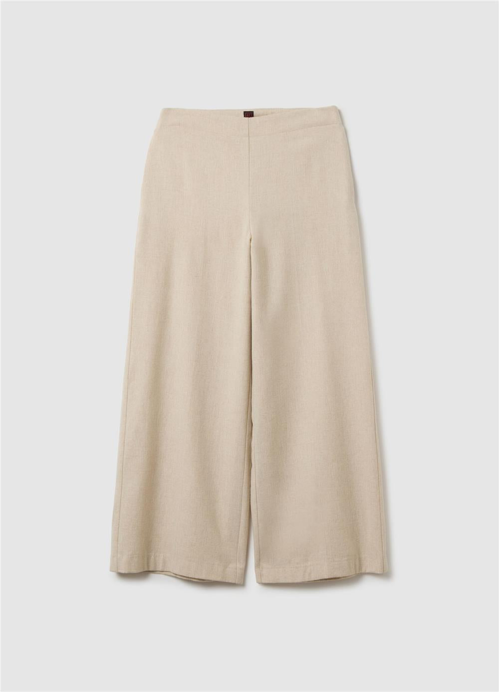 Bej Bol Paça Yün Karışımı Pantolon