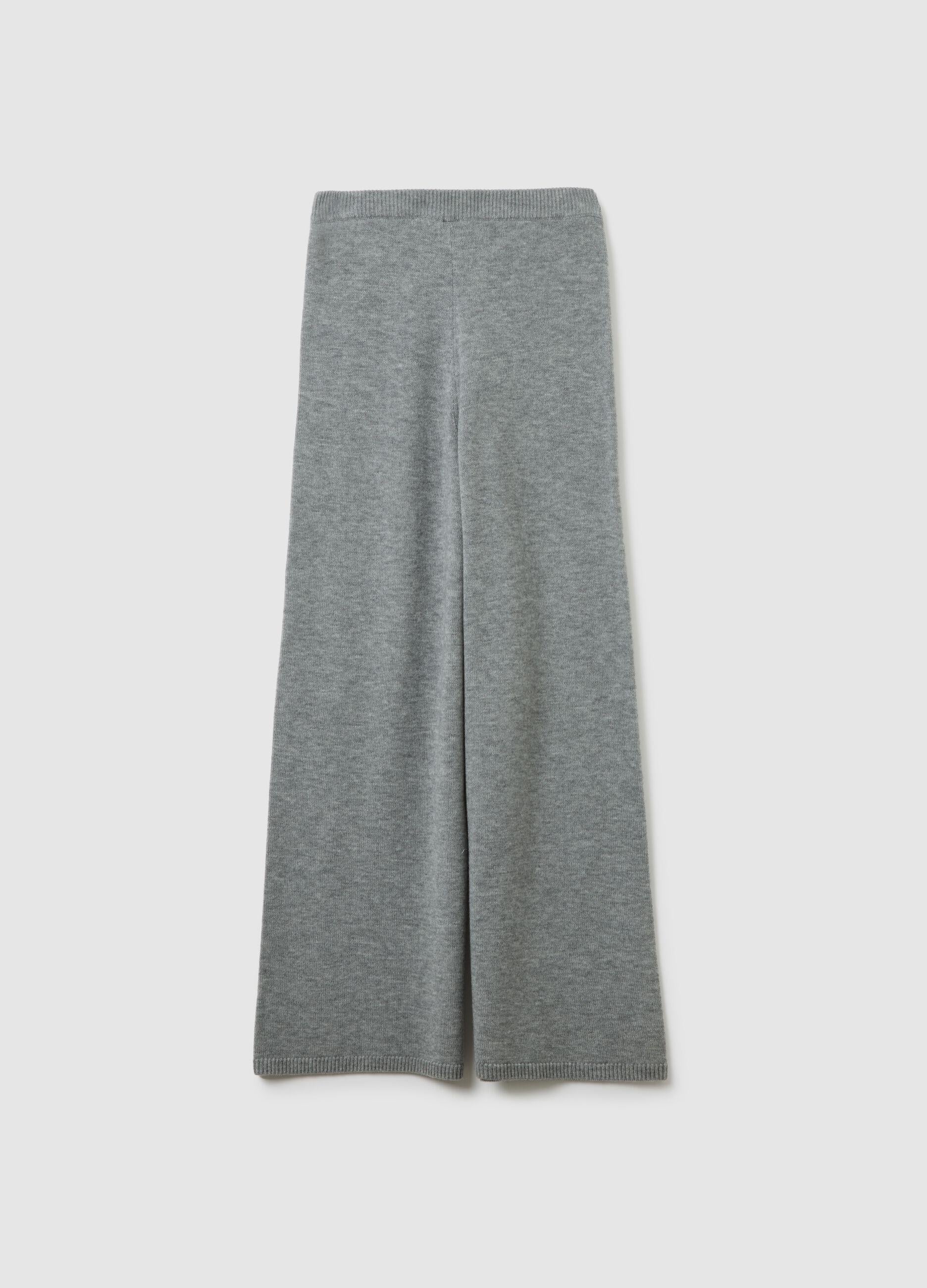 Regular Kalıp Saf Yün Gri Pantolon