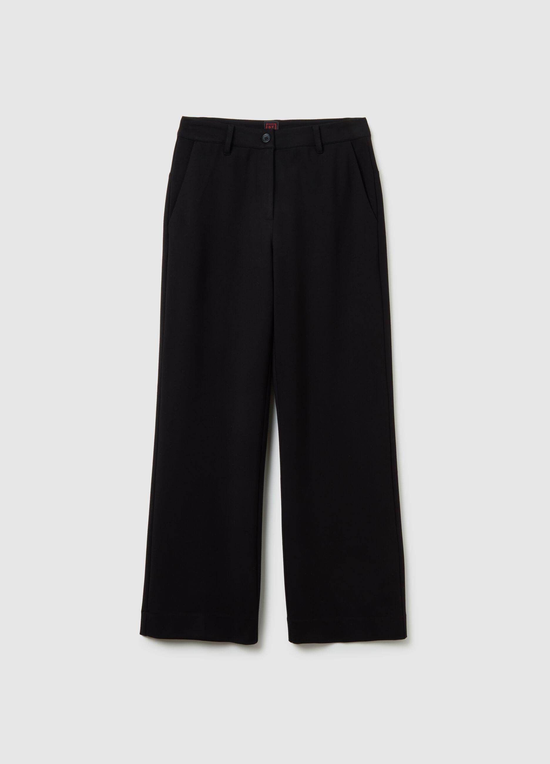 Düz Paçalı Streç Kumaş Pantolon