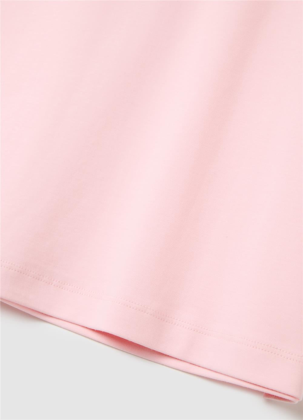 Pembe Saf Pamuklu Düz Kesim Tişört