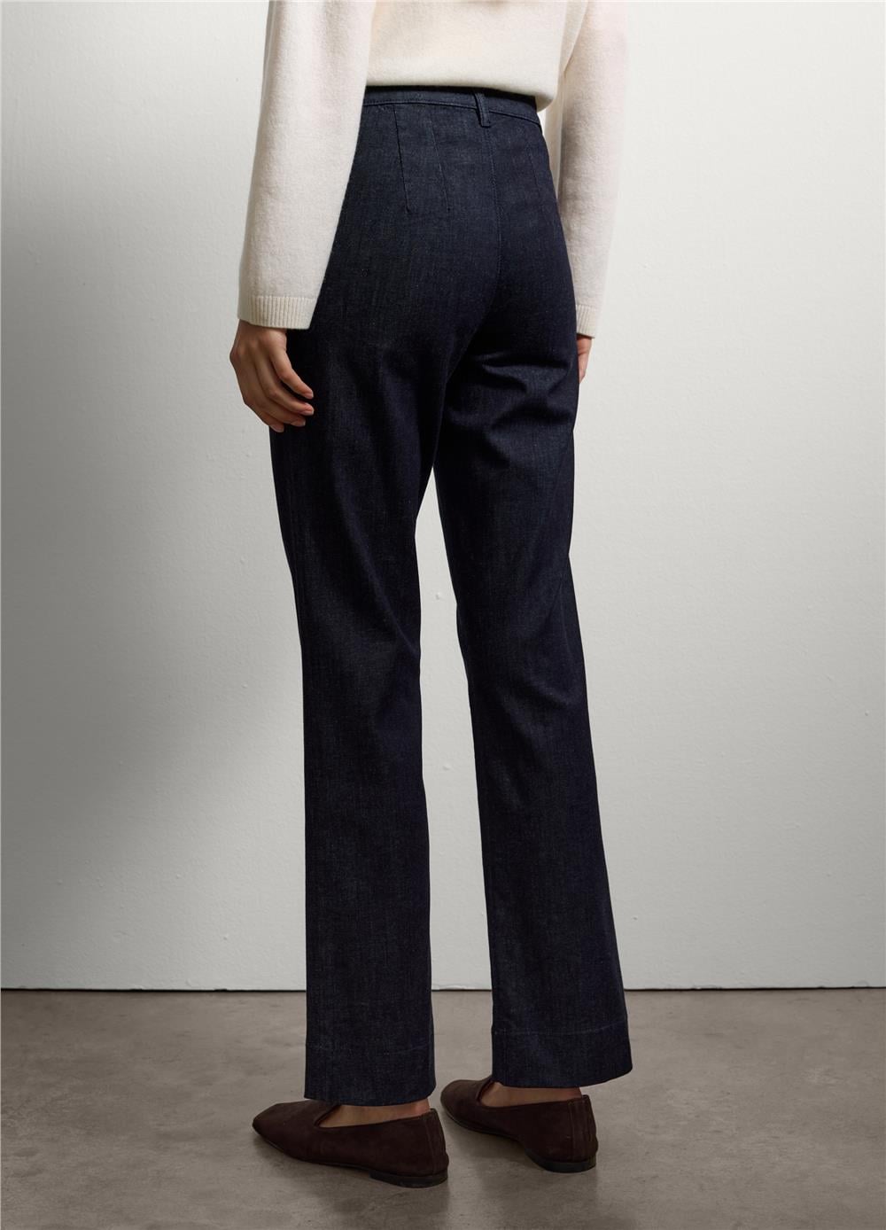 Esnek Denim Mavi Dar Pantolon