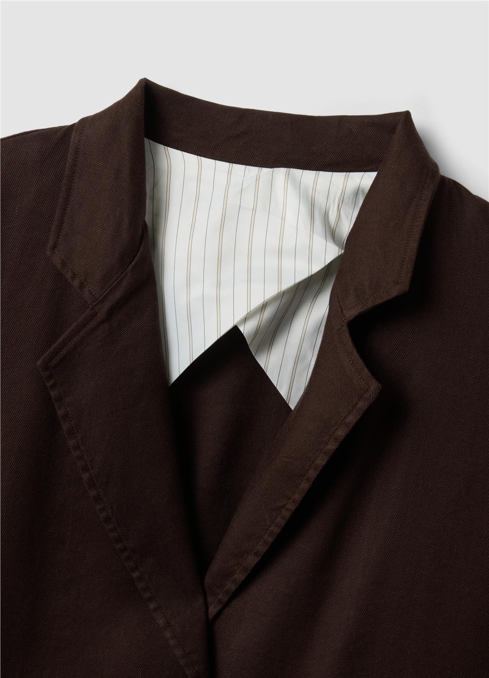Kahverengi Keten Karışımlı Regular Kalıp Blazer Ceket