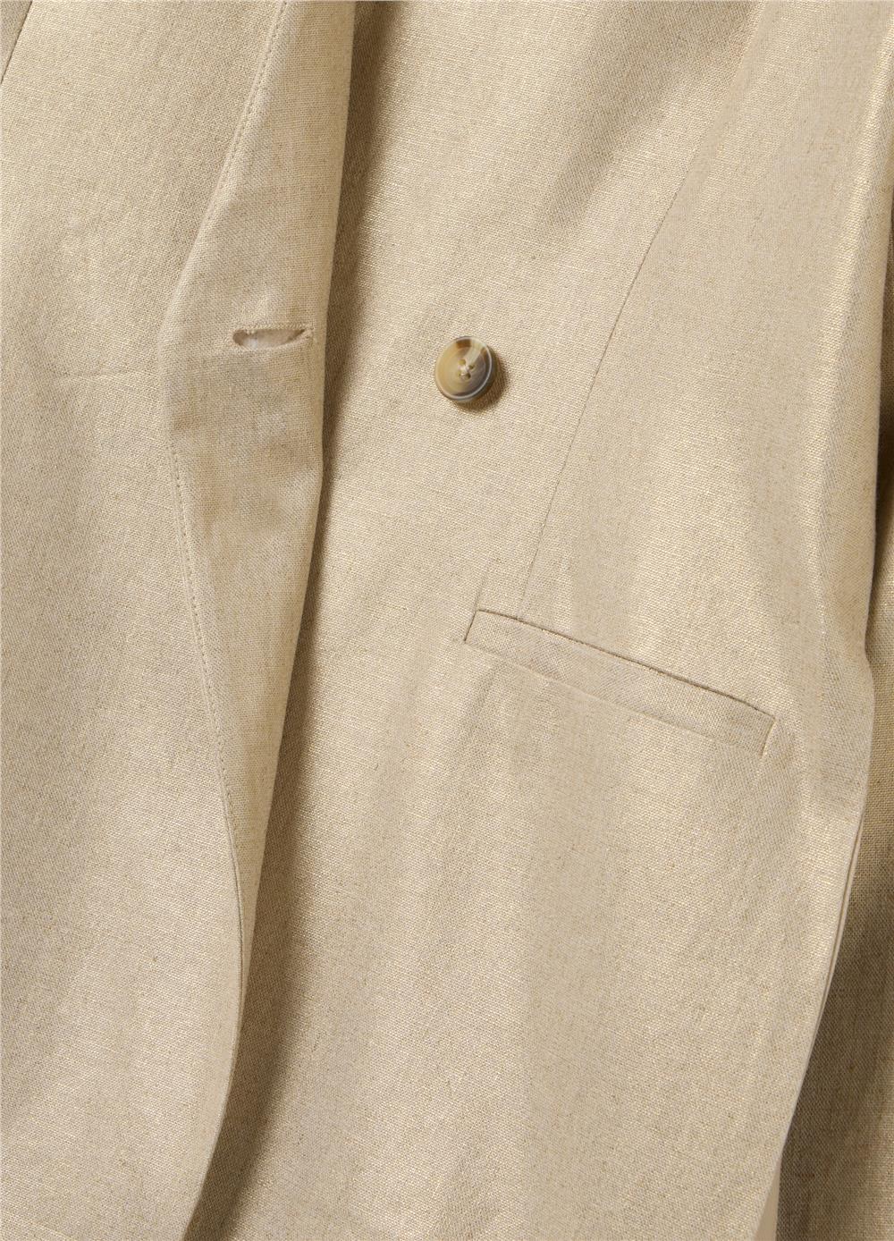 Keten Ve Viskondan Altın Blazer Ceket