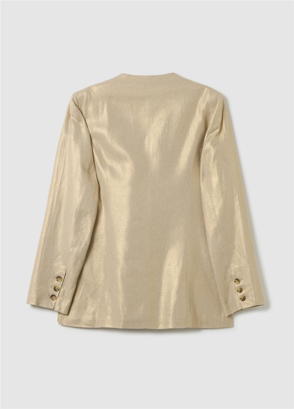 Keten Ve Viskondan Altın Blazer Ceket