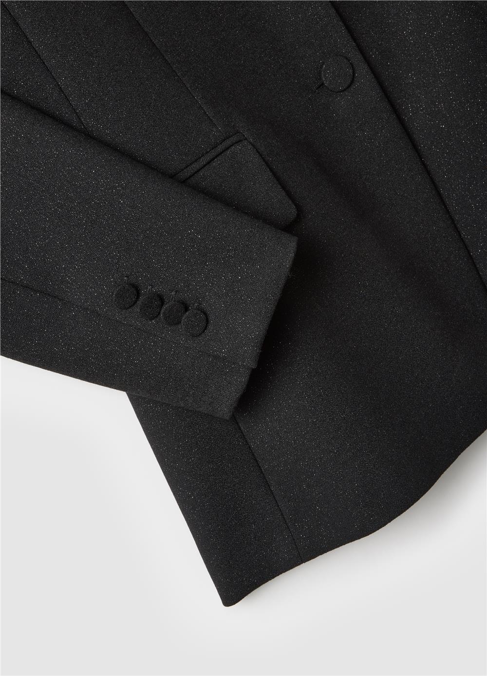 Siyah Normal Kesim Parıltılı Blazer Ceket