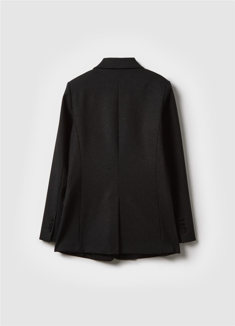 Siyah Normal Kesim Parıltılı Blazer Ceket