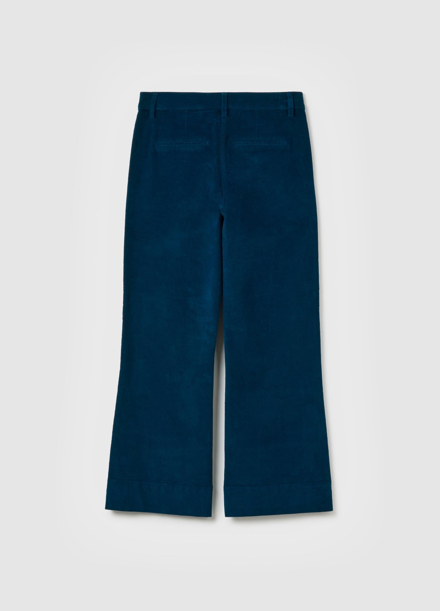Mavi Flare Kadife Pantolon