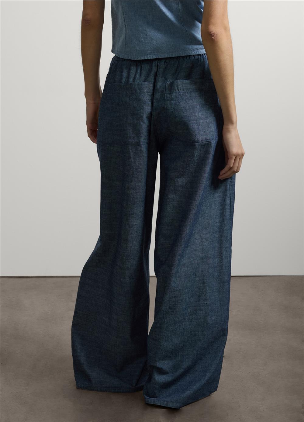 Mavi Pamuk Denim Rahat Kesim Pantolon