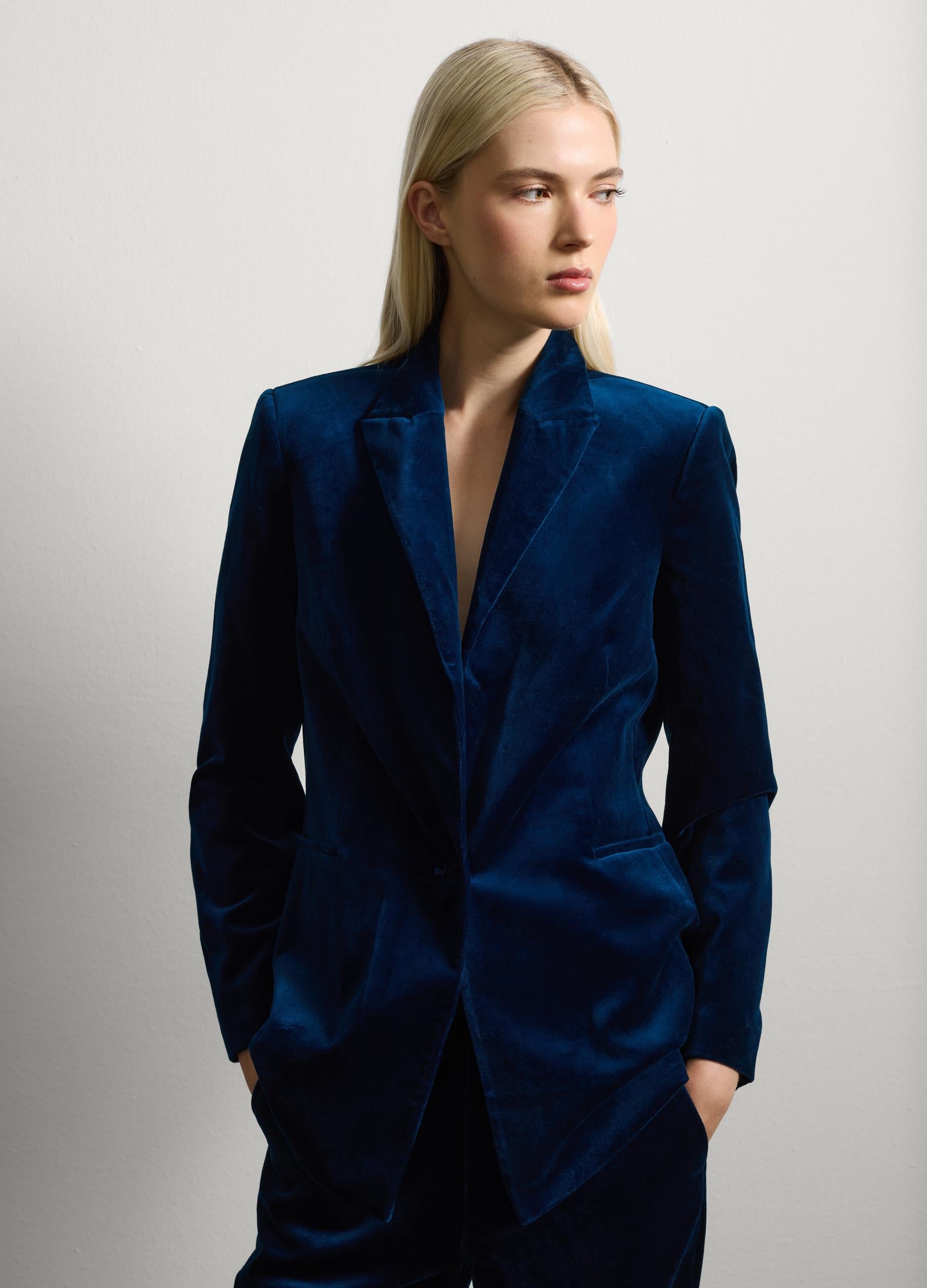 Mavi Pamuklu Blazer