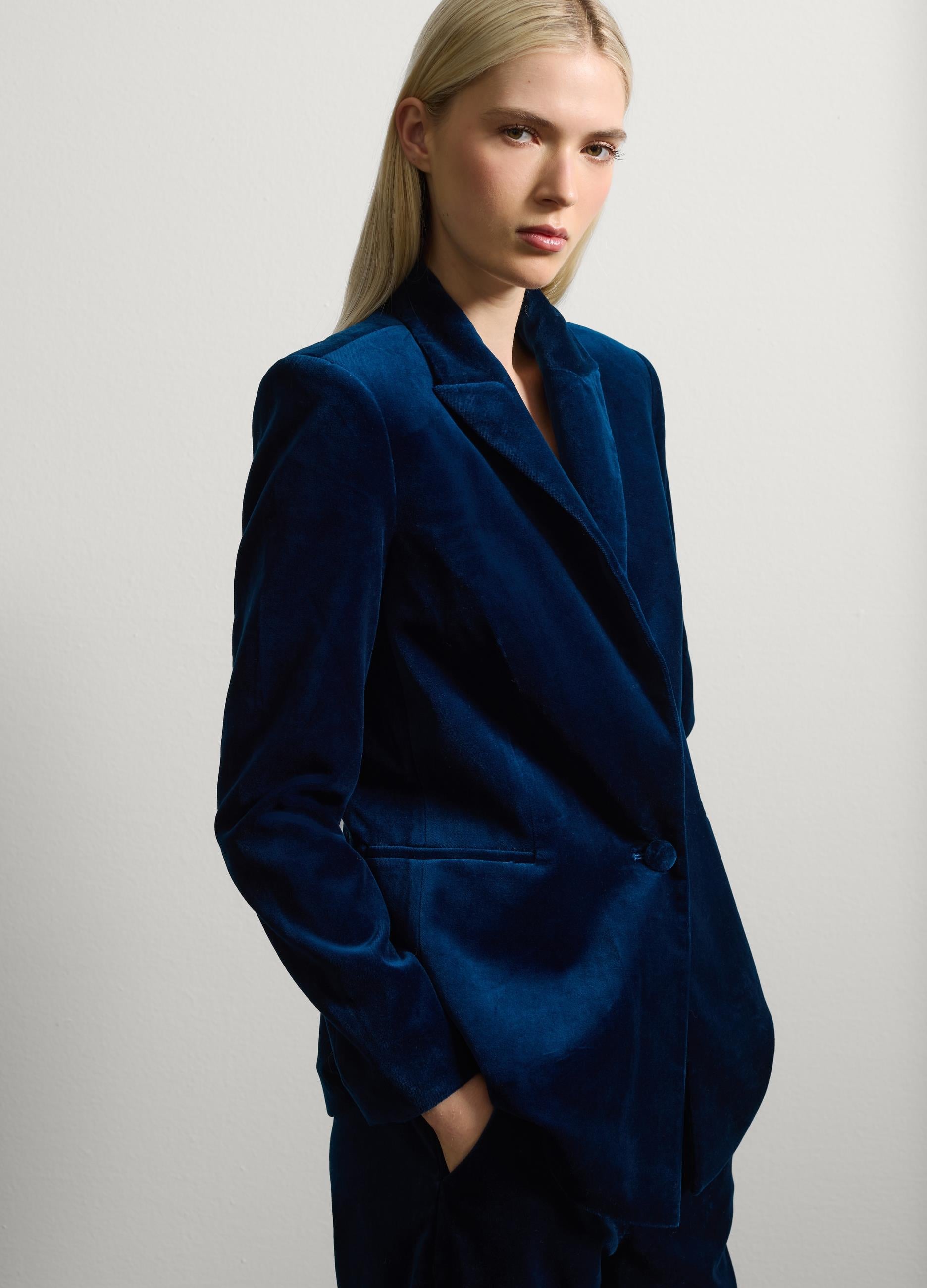 Mavi Pamuklu Blazer