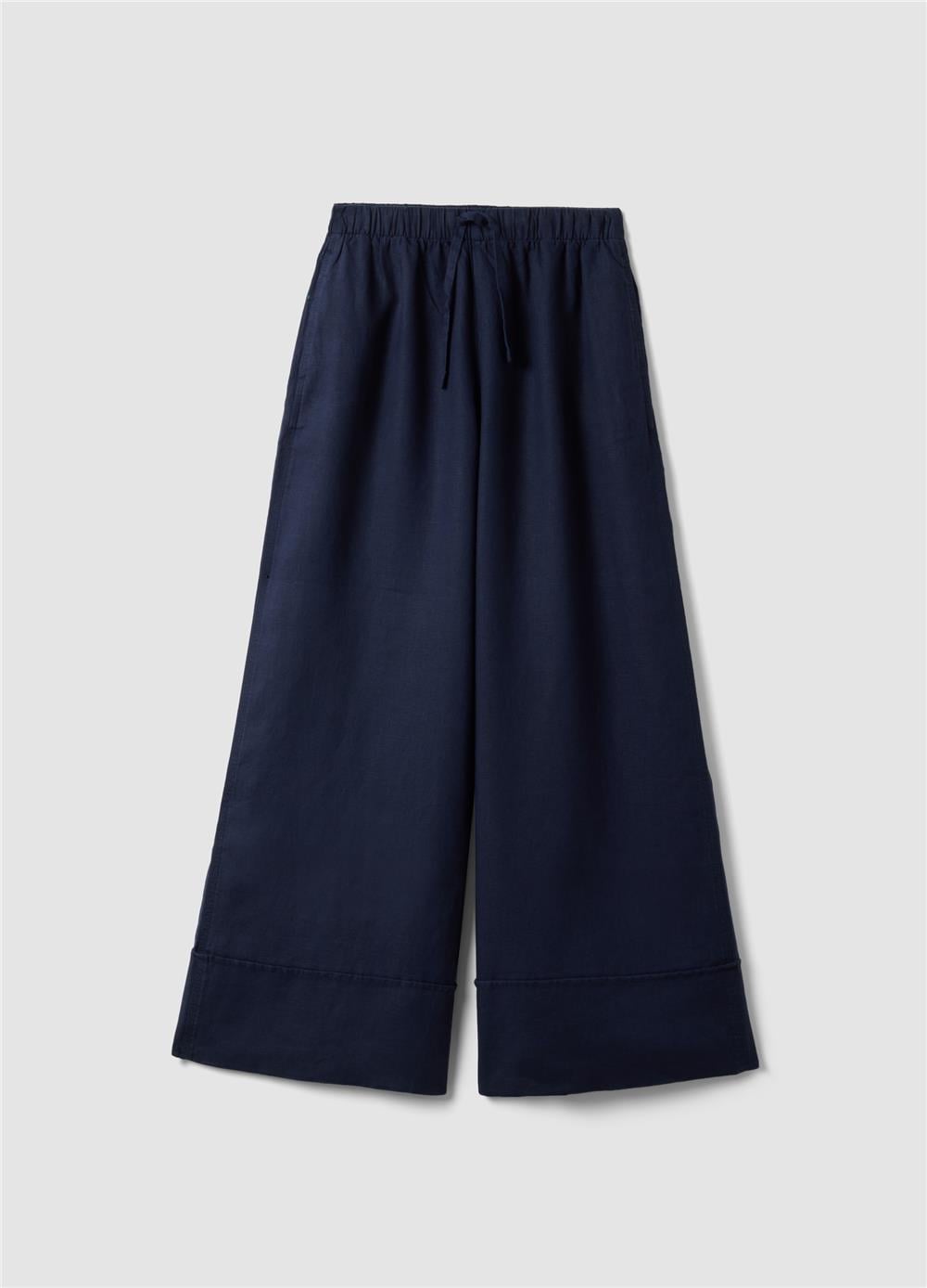 Mavi Saf Keten Bol Paça Jogger Pantolon