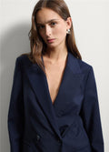 Mavi yün karışımlı oversize blazer ceket