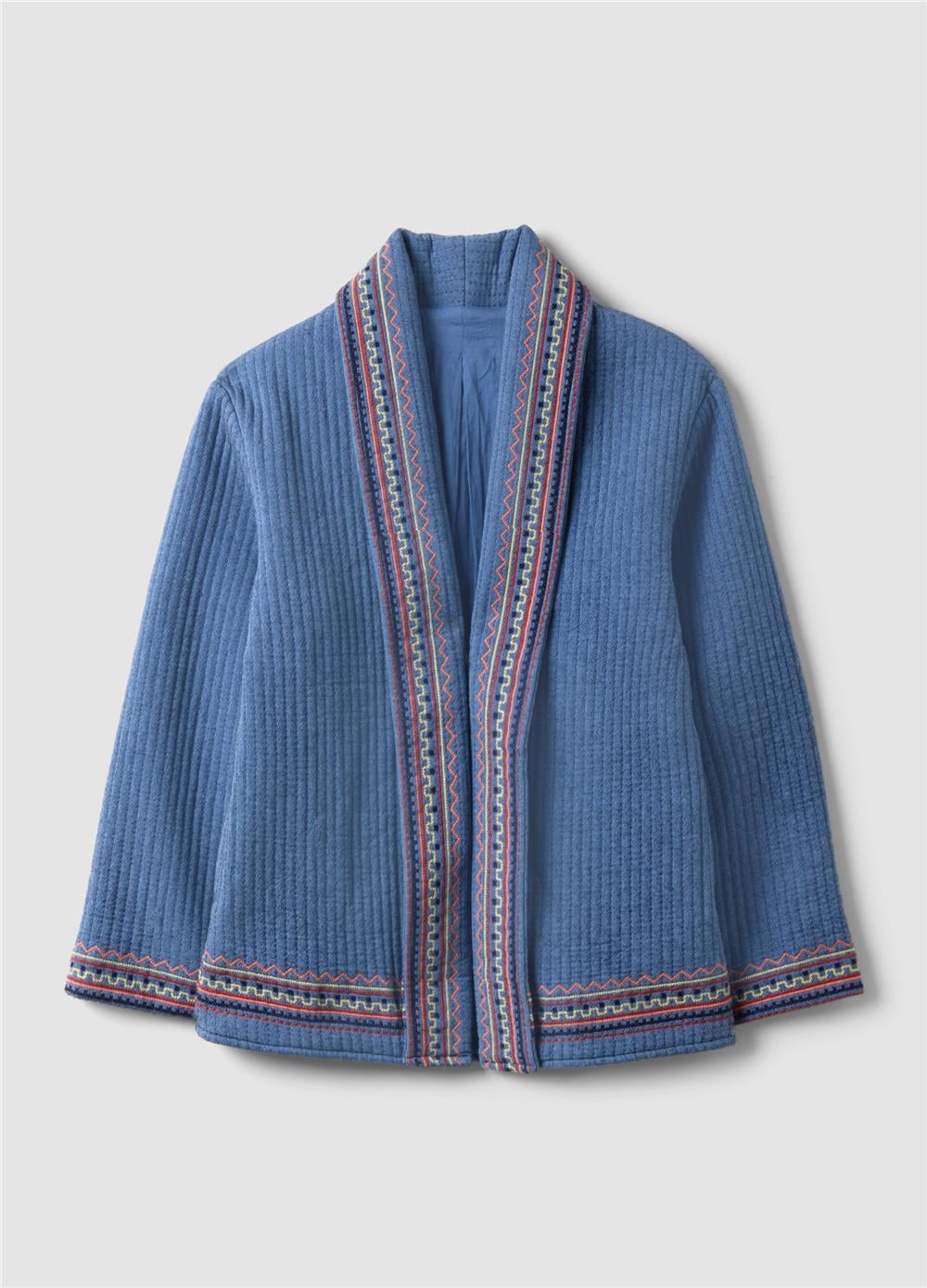 Normal Kesim Çok Renkli Saf Pamuk Çizgili Desenli Ceket