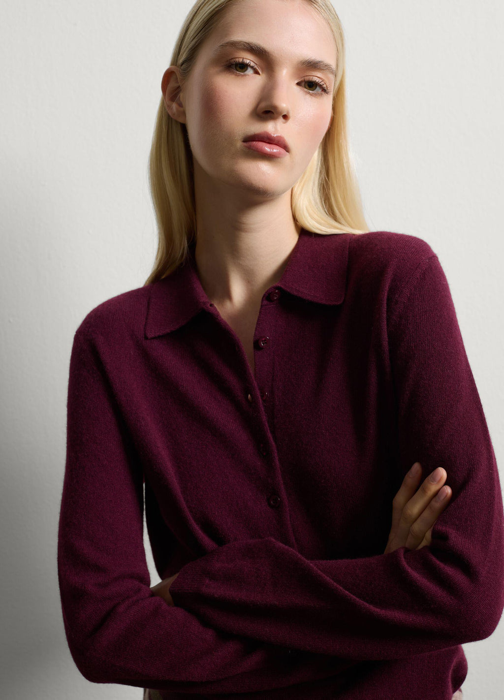 Oversize Bordo Saf Kaşmir Kazak
