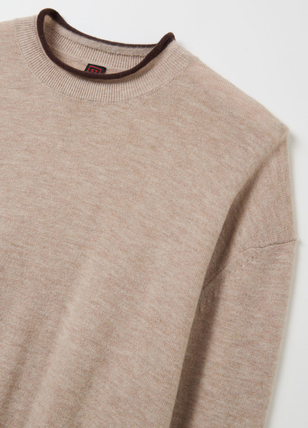 Bej Oversize Saf Yün Kazak