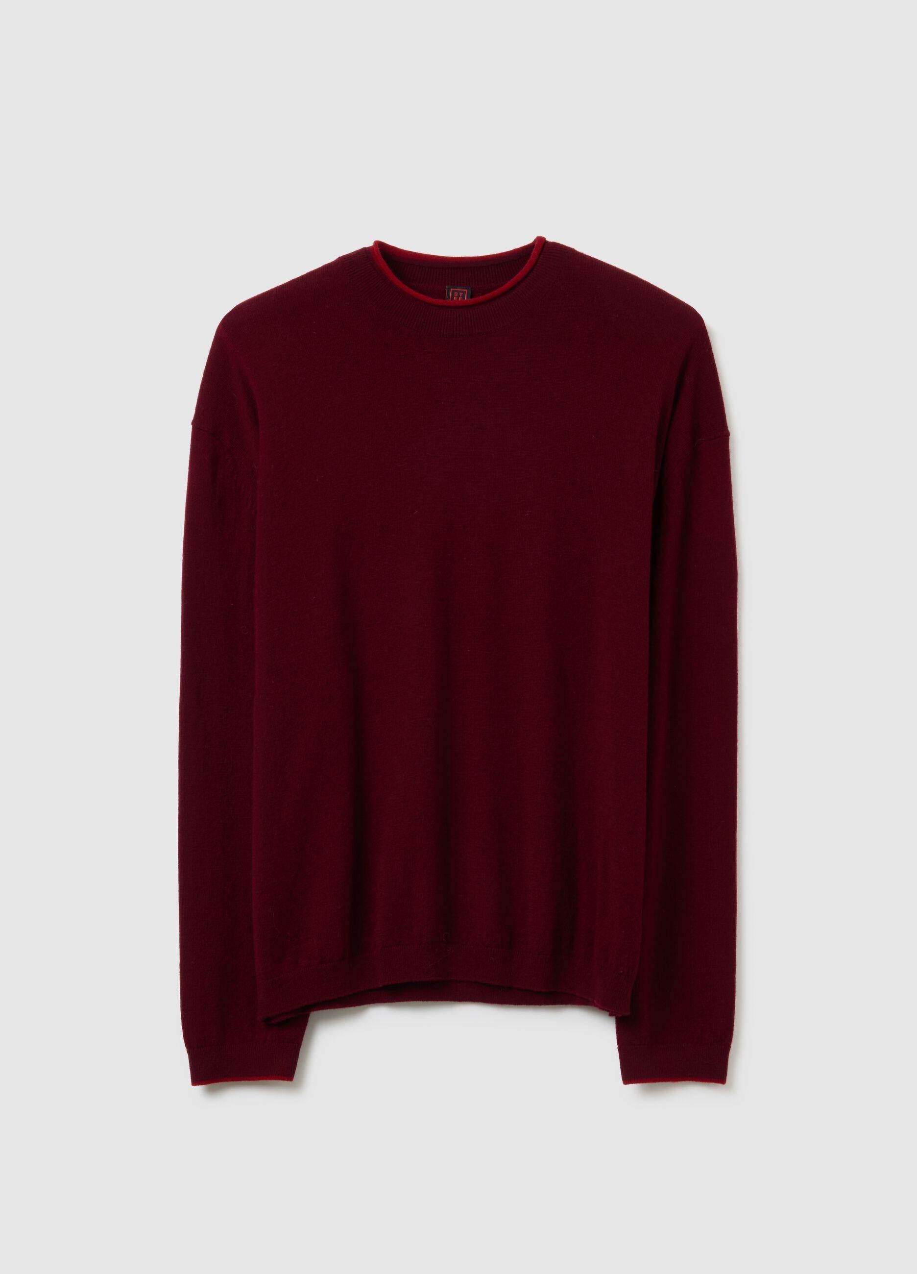 Bordo Oversize Saf Yün Kazak