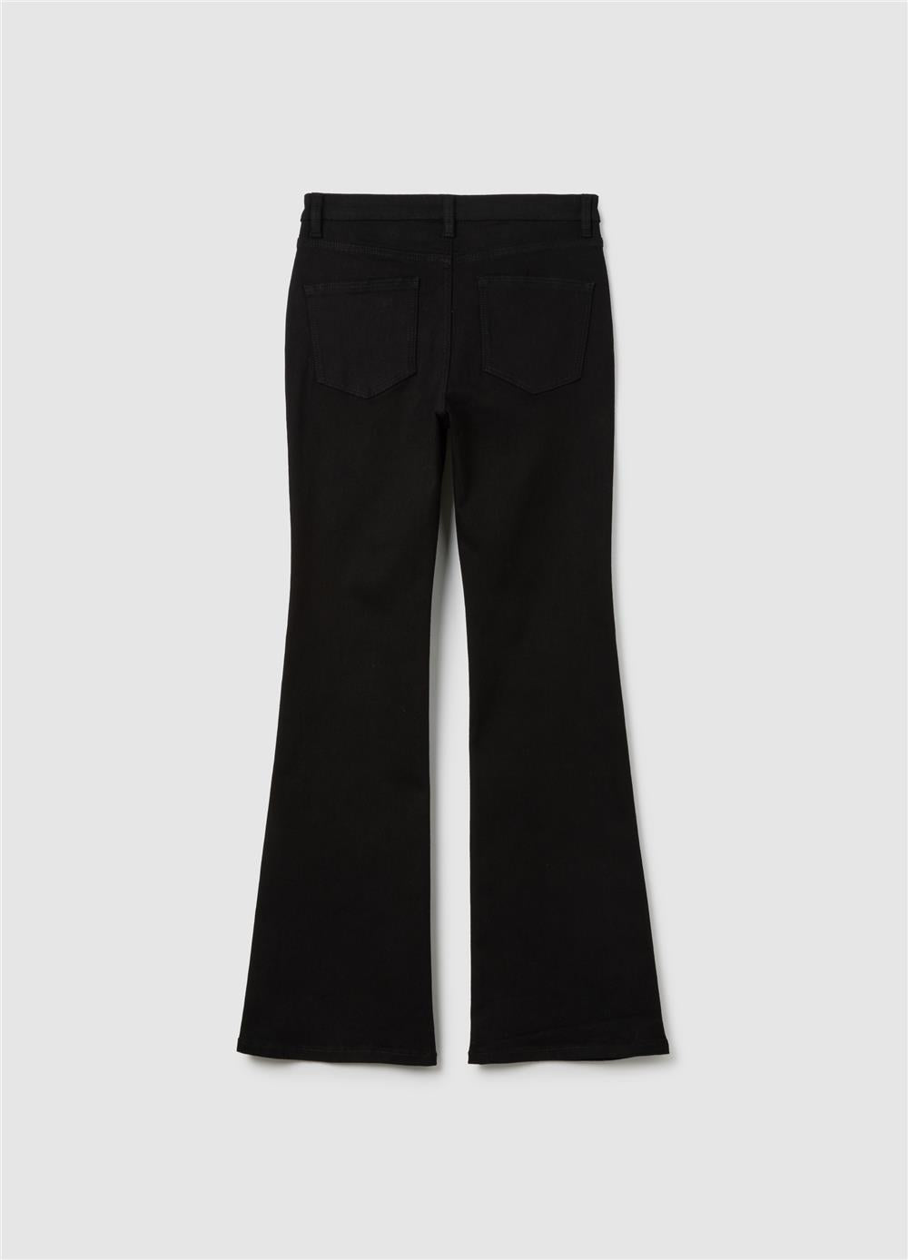 Pamuklu Çizme Paça Siyah Kot Pantolon