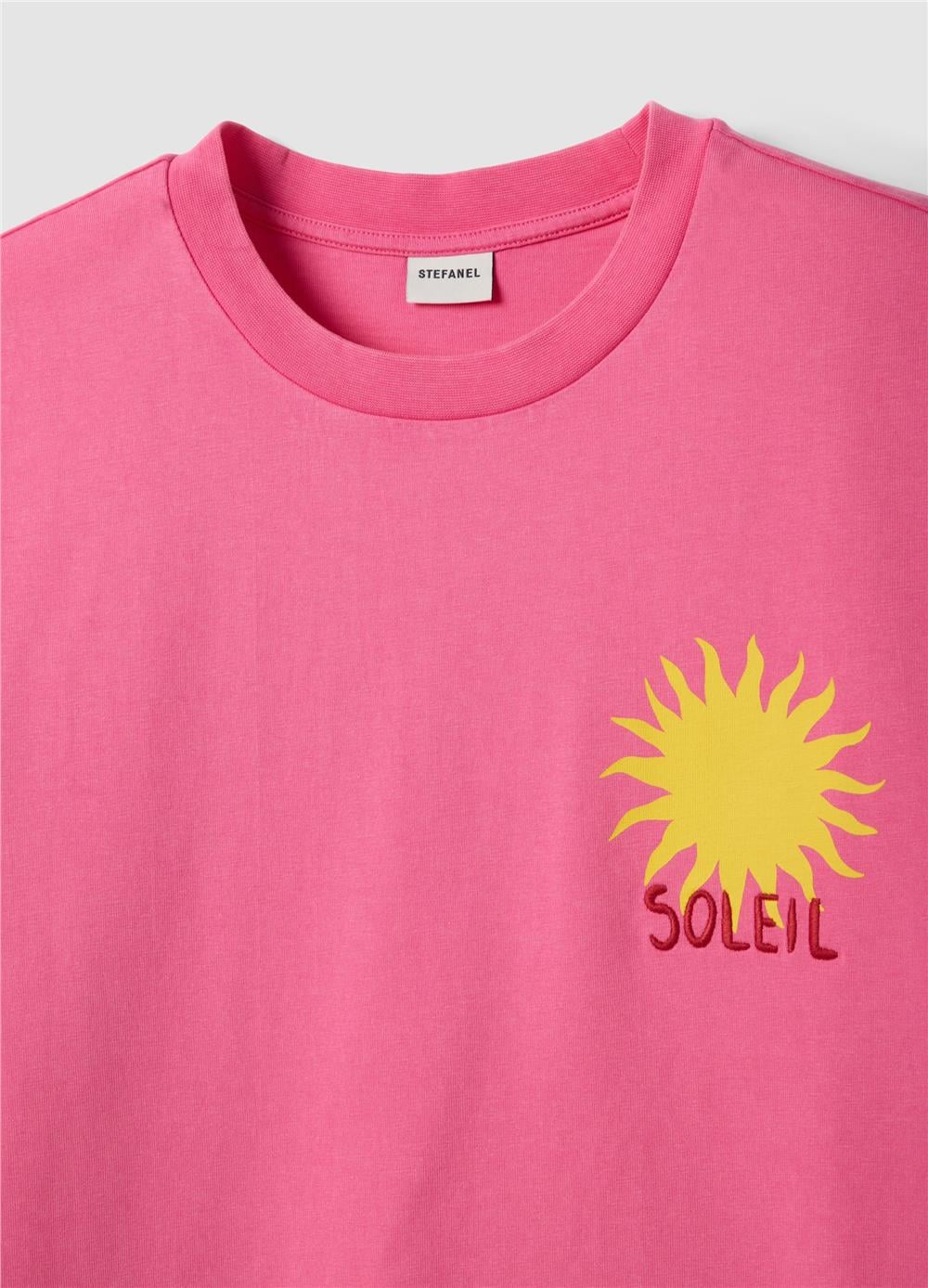 Pembe Güneş Baskılı Oversize Pamuk Tişört
