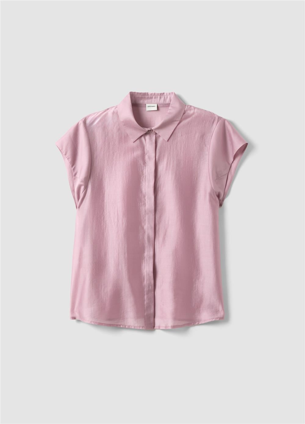 Pembe Lyocell Karışımlı Kısa Kollu Regular Kalıp Gömlek