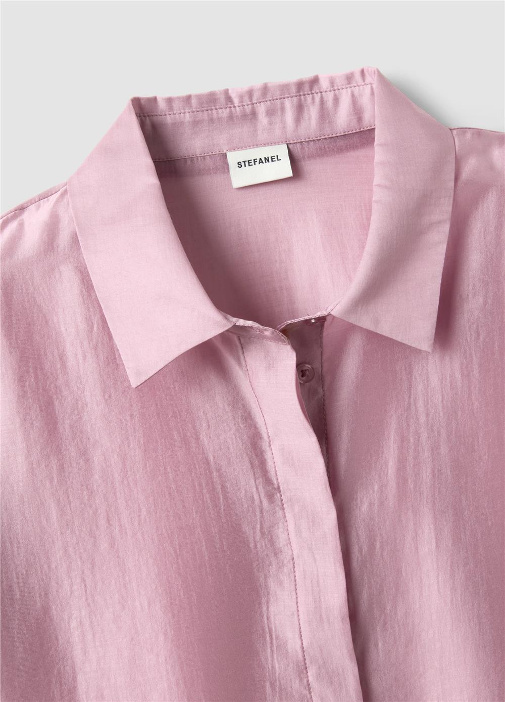 Pembe Lyocell Karışımlı Kısa Kollu Regular Kalıp Gömlek
