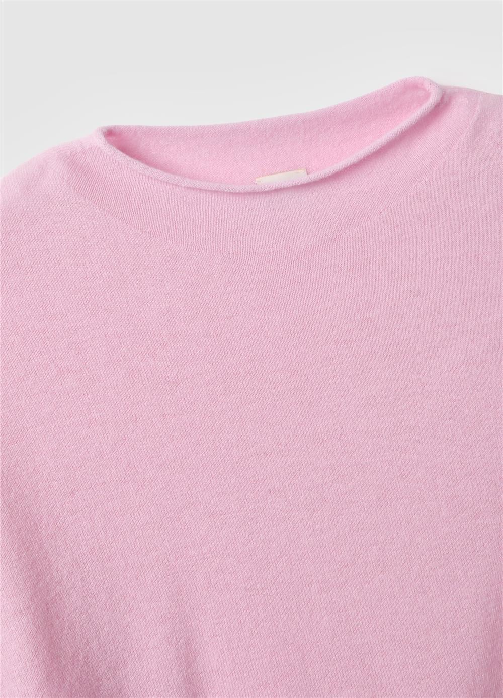 Pembe Oversize Saf Yün Kazak