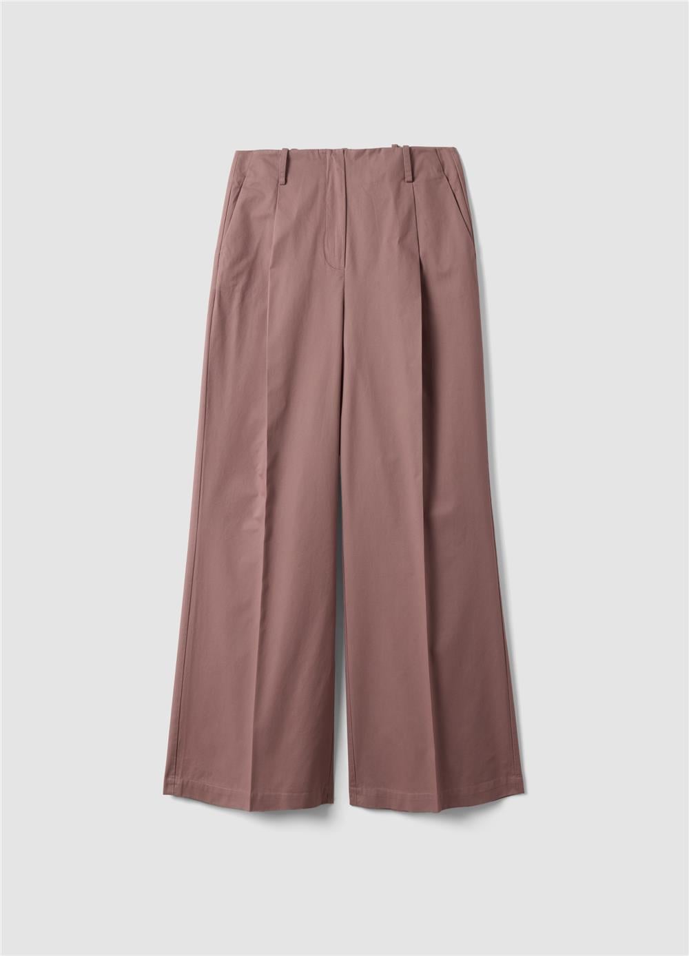 Pembe Saf Pamuk Bol Paçalı Pantolon