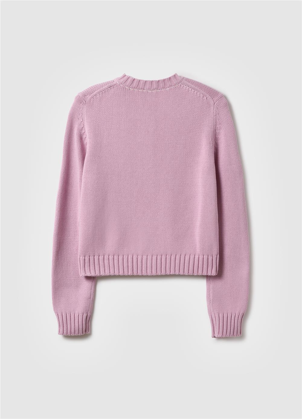 Pembe Saf Pamuk Düğmeli Regular Fit Hırka
