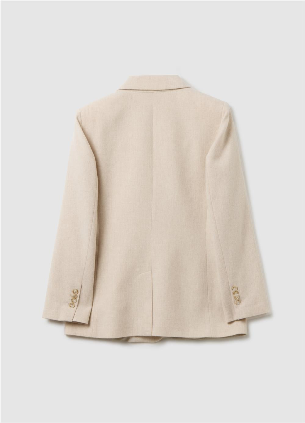 Regular Kalıp Bej Yün Karışımlı Blazer