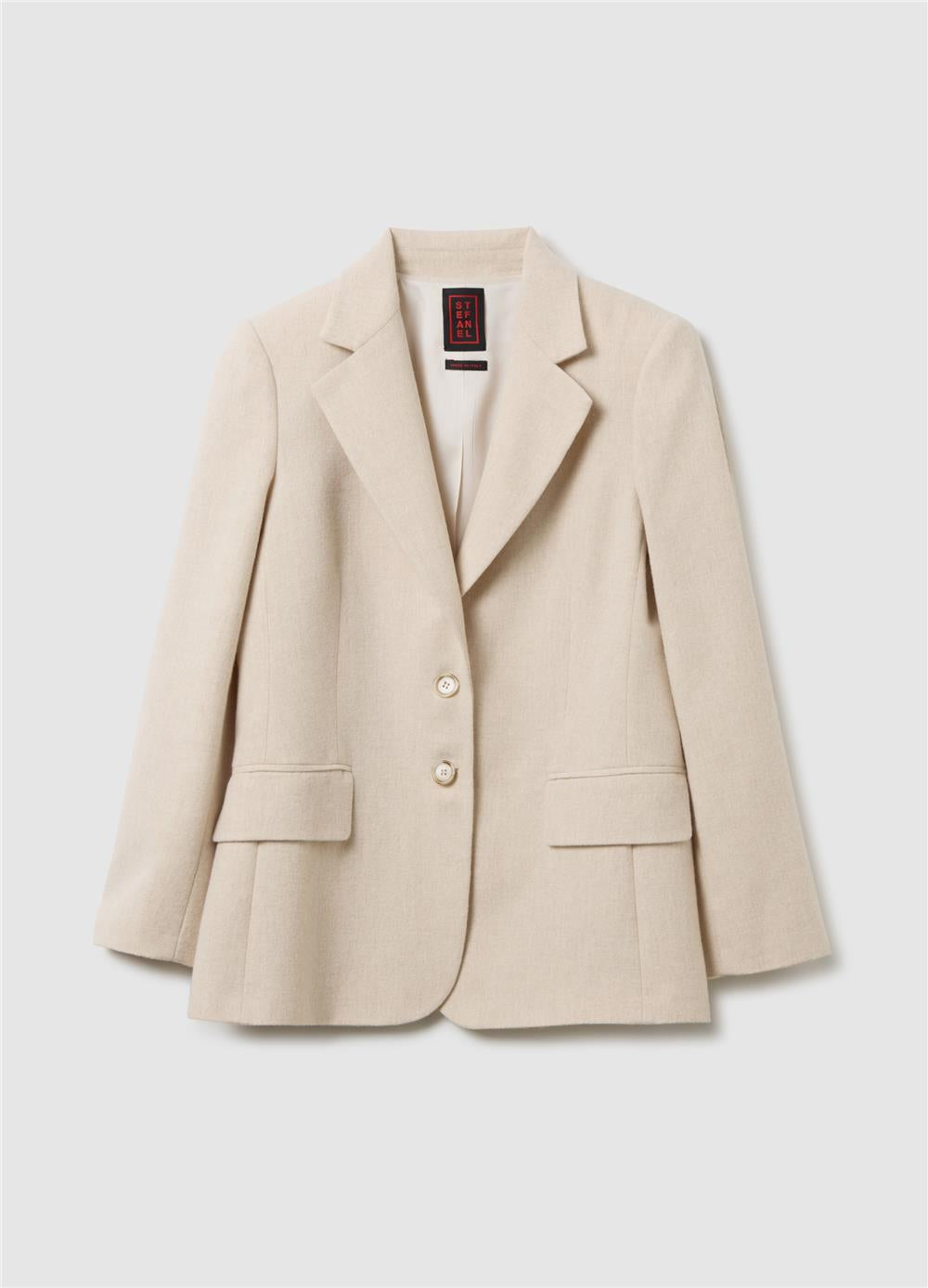 Regular Kalıp Bej Yün Karışımlı Blazer