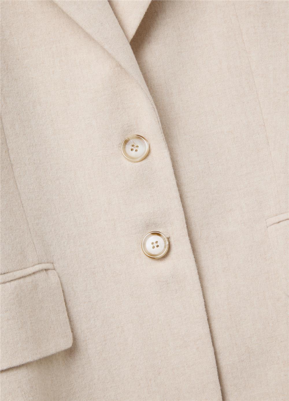 Regular Kalıp Bej Yün Karışımlı Blazer