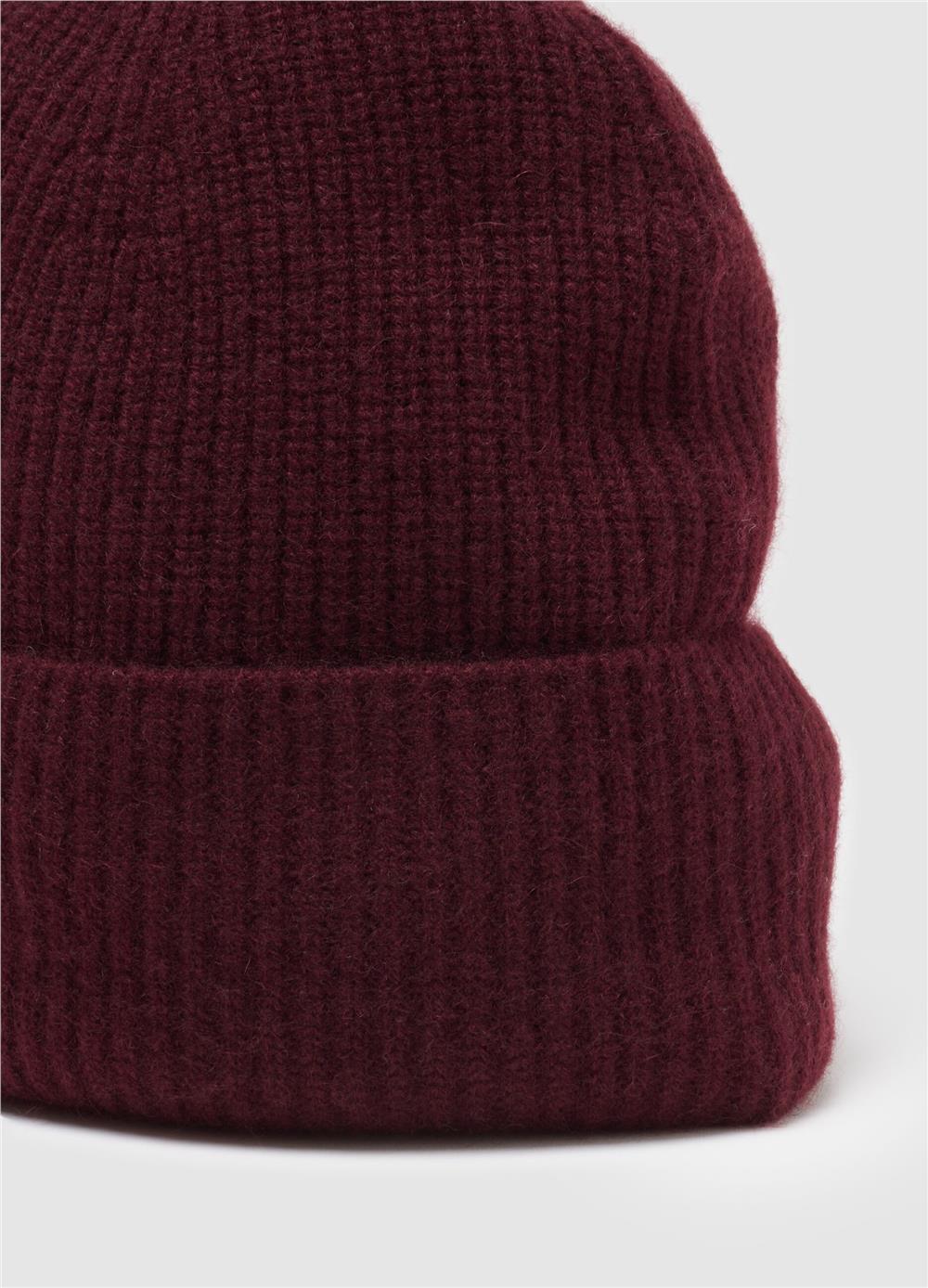 Bordo Saf Kaşmir Bere