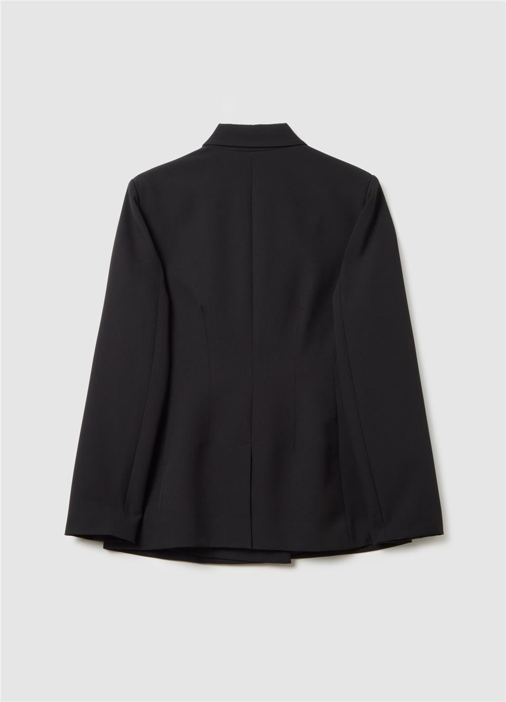 Siyah Streç Kumaş Dar Kesim Blazer Ceket