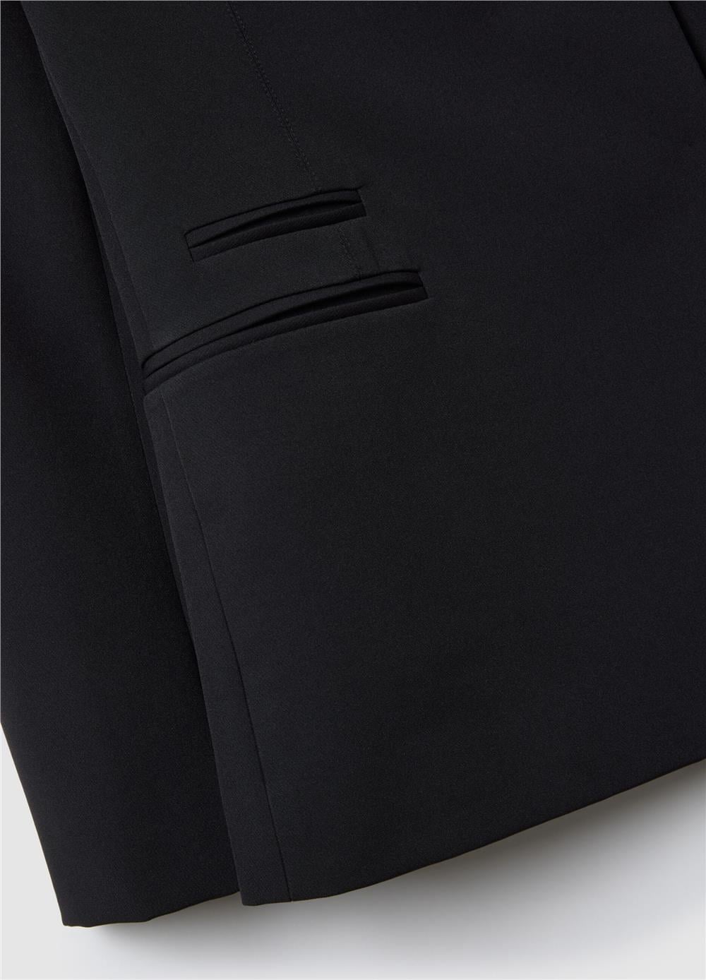 Siyah Streç Kumaş Dar Kesim Blazer Ceket