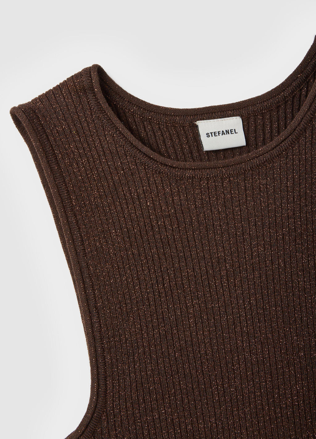 Slim Fit Işıltılı Kahverengi Viskon Karışımlı Üst