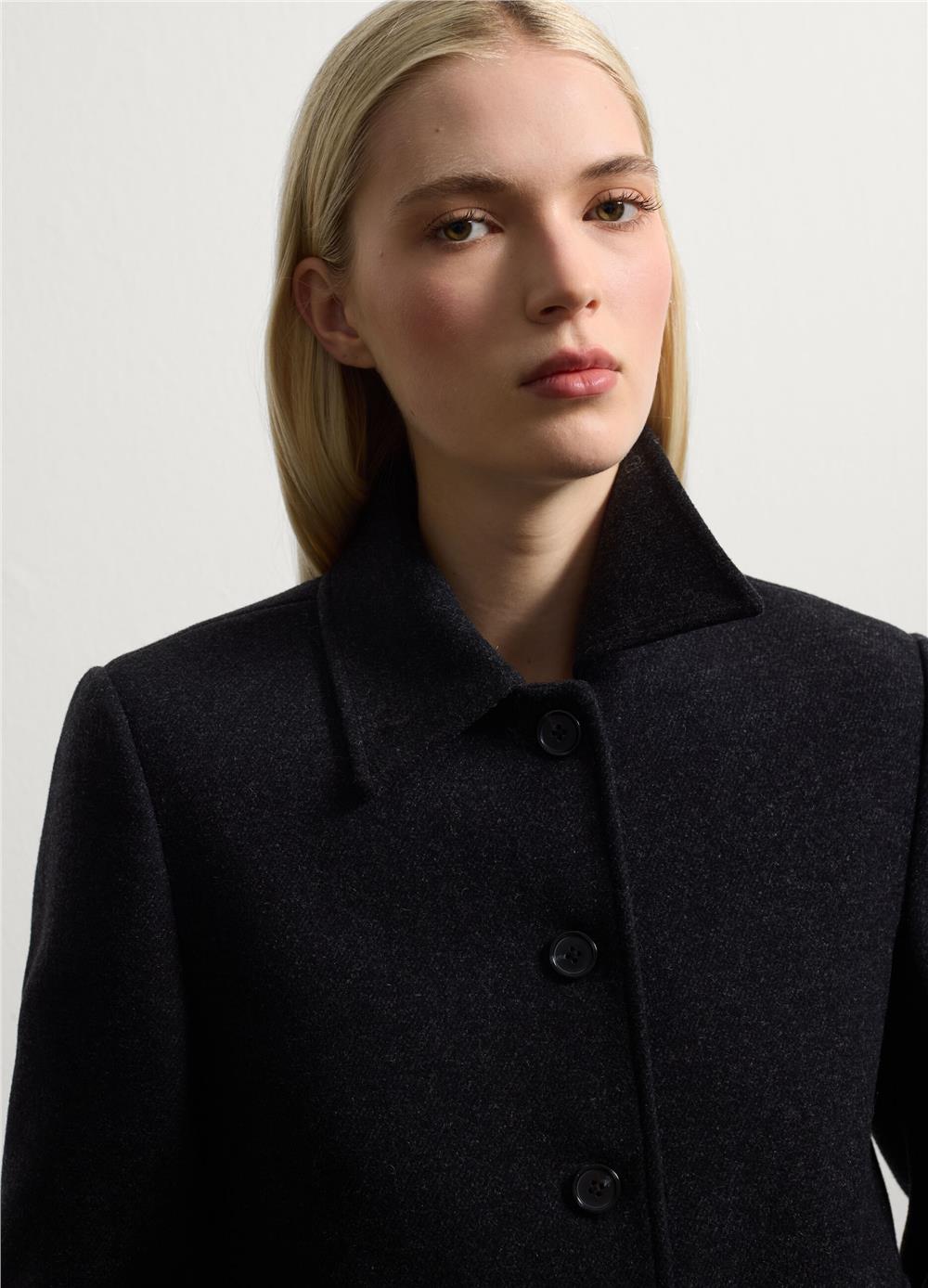 Yün Karışımlı Dar Kesim Blazer Ceket