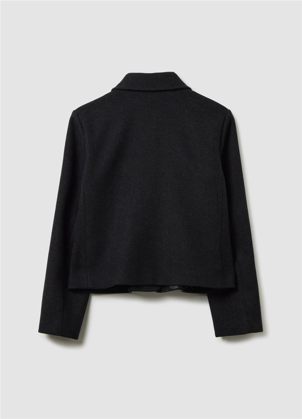 Yün Karışımlı Dar Kesim Blazer Ceket