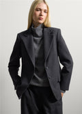 Yün Karışımlı Düz Kesim Blazer Ceket