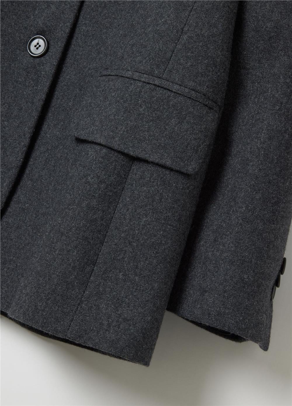 Yün Karışımlı Düz Kesim Blazer Ceket