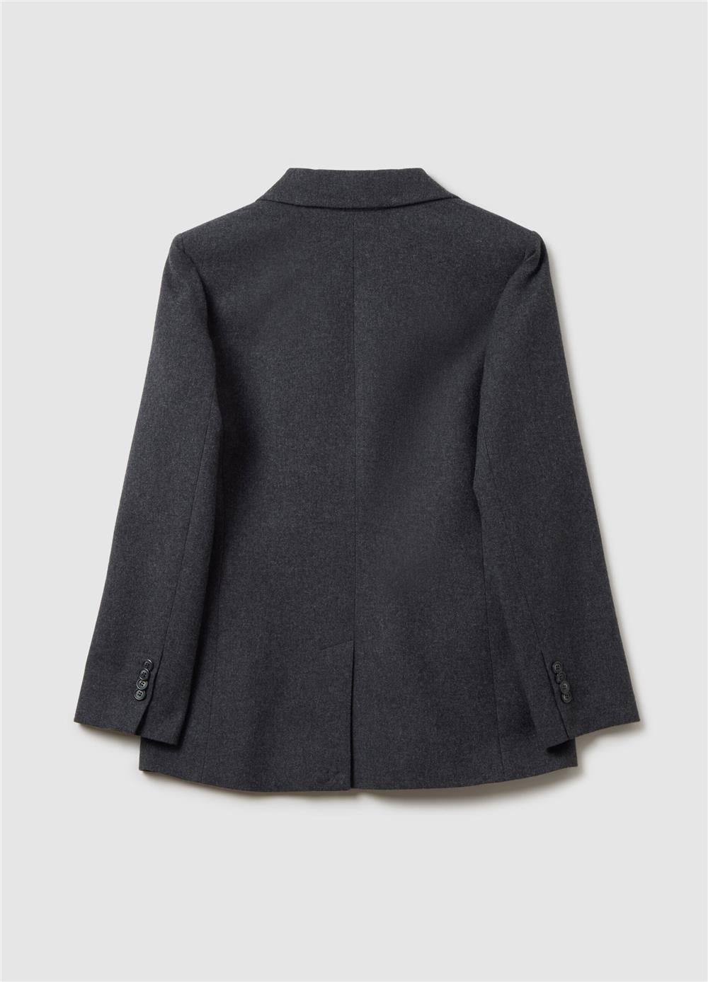 Yün Karışımlı Düz Kesim Blazer Ceket