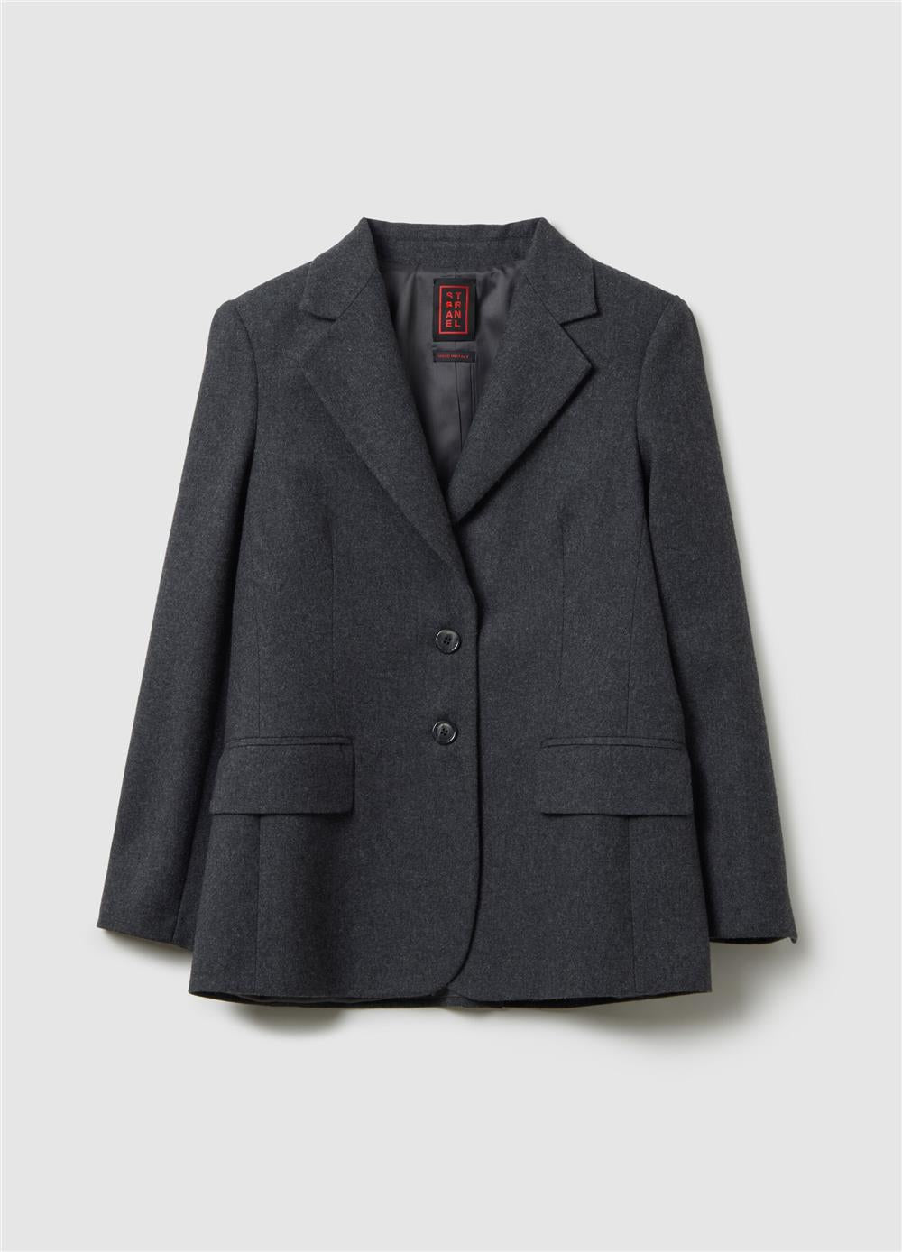 Yün Karışımlı Düz Kesim Blazer Ceket